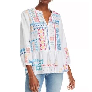 NWT Johnny Was Katie Embroidered Peplum Hem Top